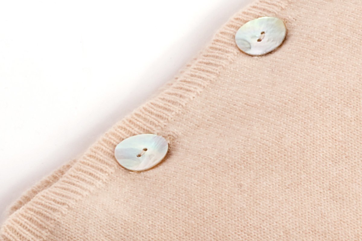 Beige 100% Cashmere Pillow With Buttons, view 2
