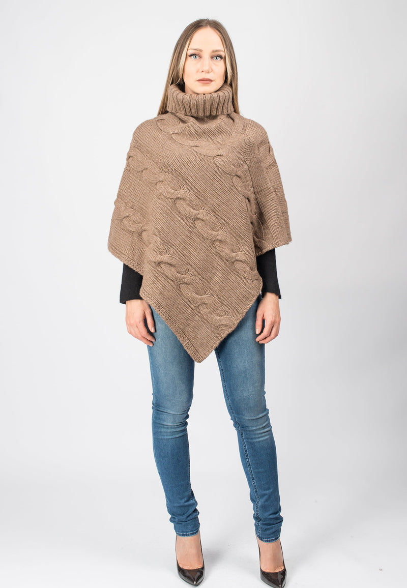 Poncho dolcevita con trecce | Dalle Piane Cashmere