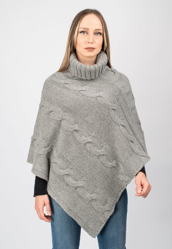 Poncho dolcevita con trecce | Dalle Piane Cashmere