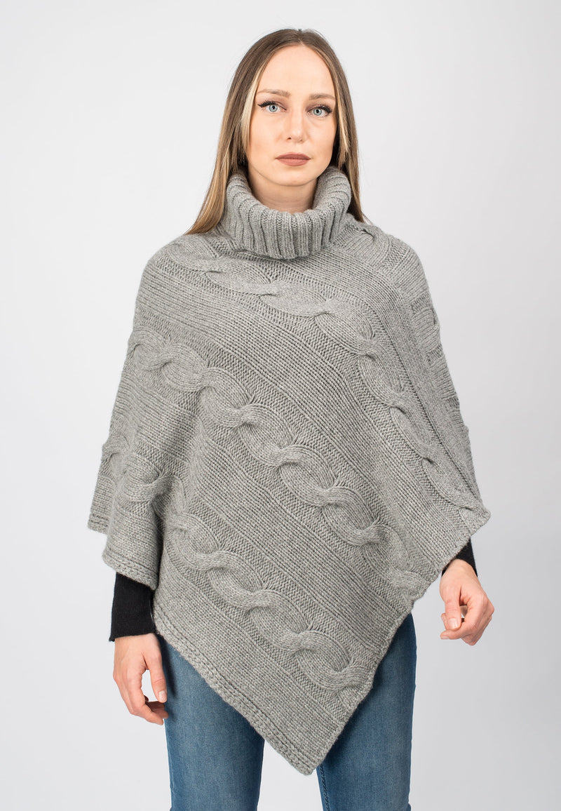 Turtleneck poncho with braids Dalle Piane Cashmere