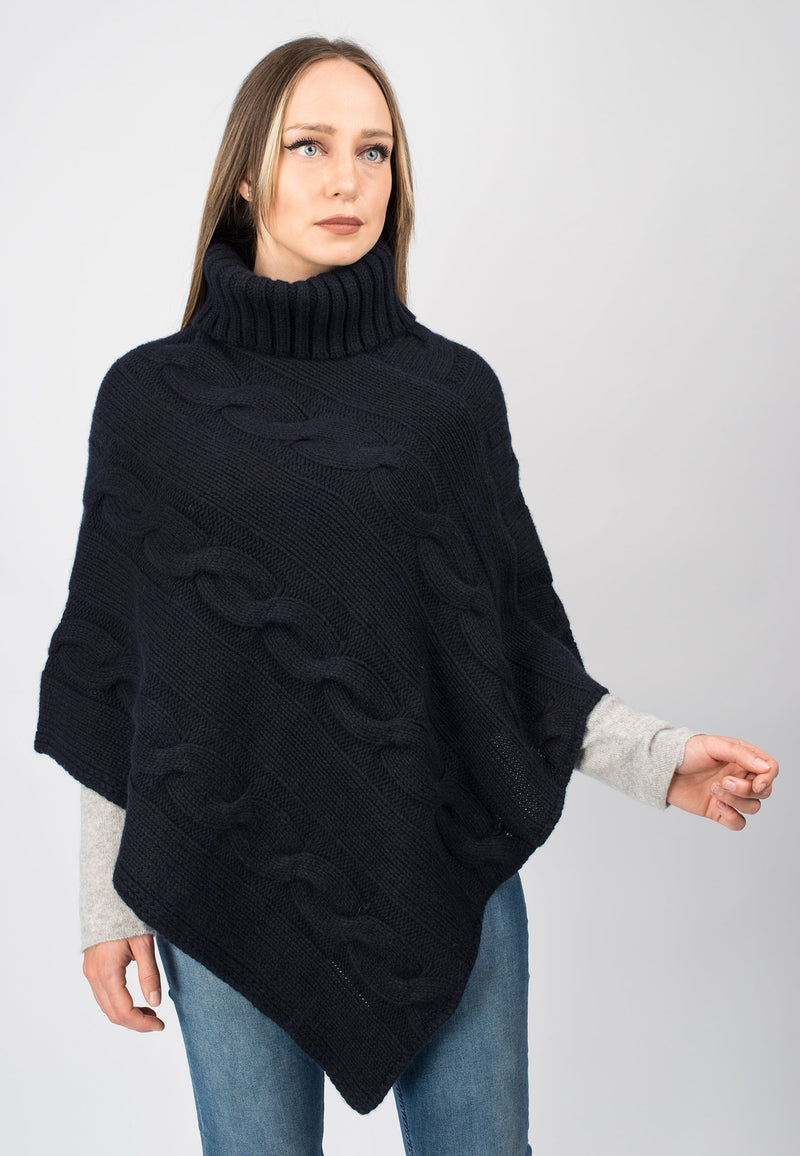 Poncho dolcevita con trecce | Dalle Piane Cashmere