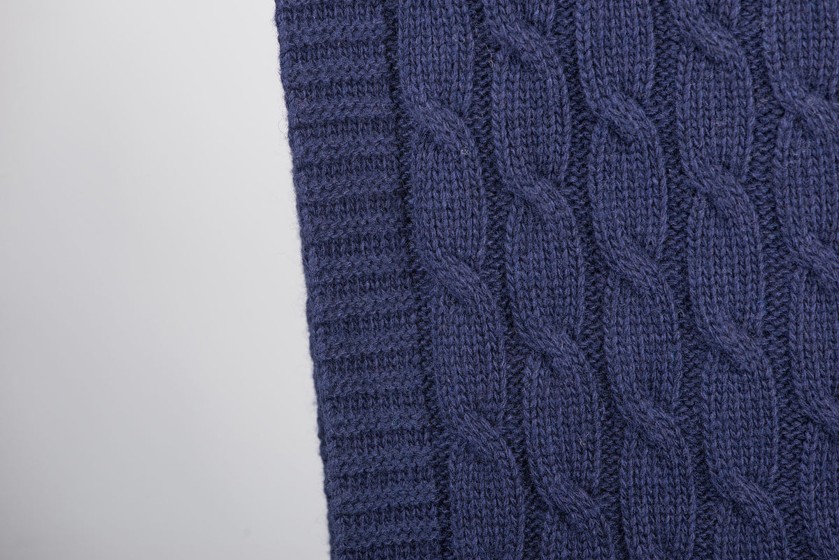 Blue Cable-Knit Cashmere Blend Throw, view 2