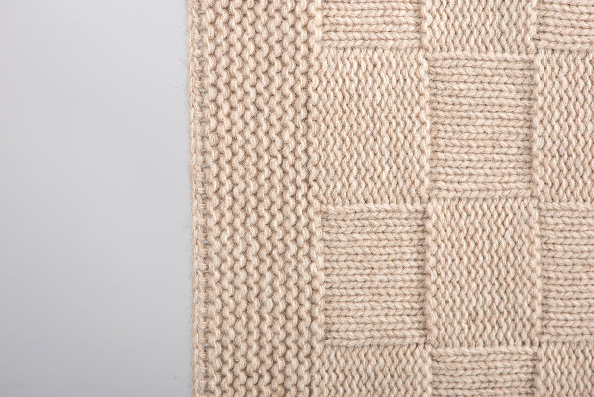 Beige Checkerboard Cashmere Blend Throw, view 2