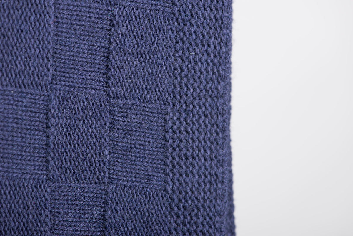 Blue Checkerboard Cashmere Blend Throw, view 2