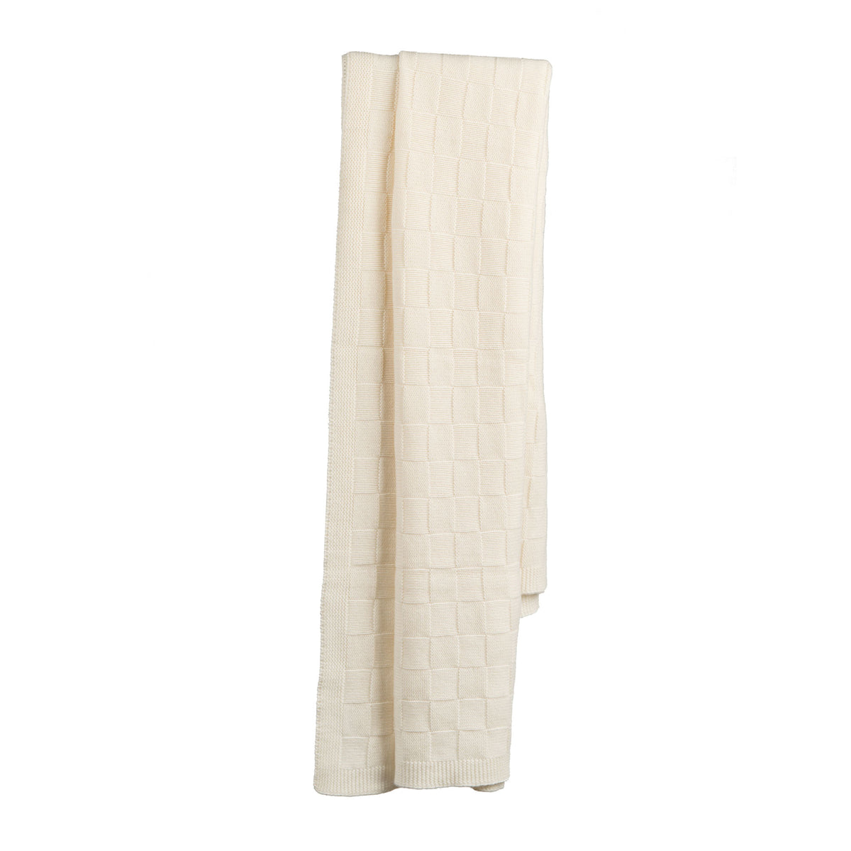 Cream Checkerboard Cashmere Blend Throw