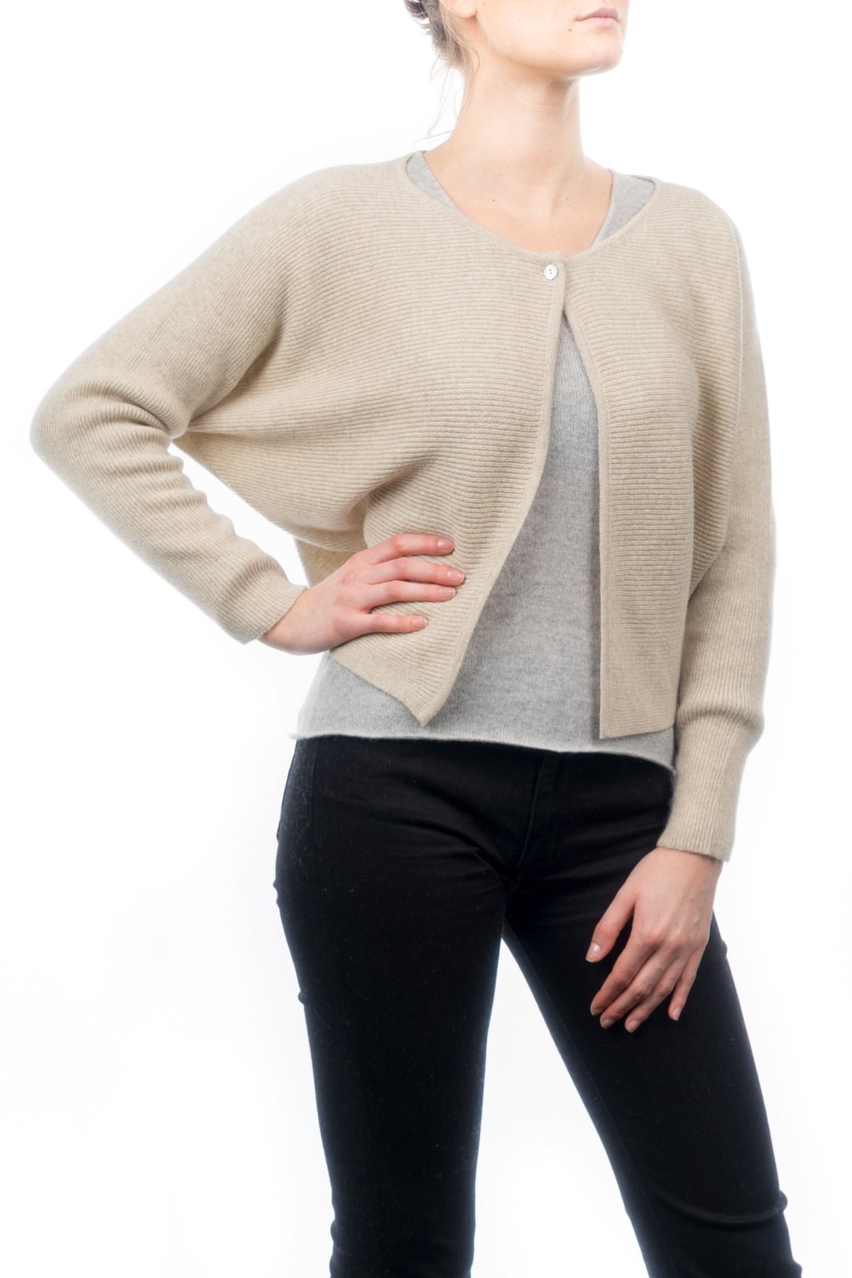 Women's 100% Cashmere Cropped Cardigan