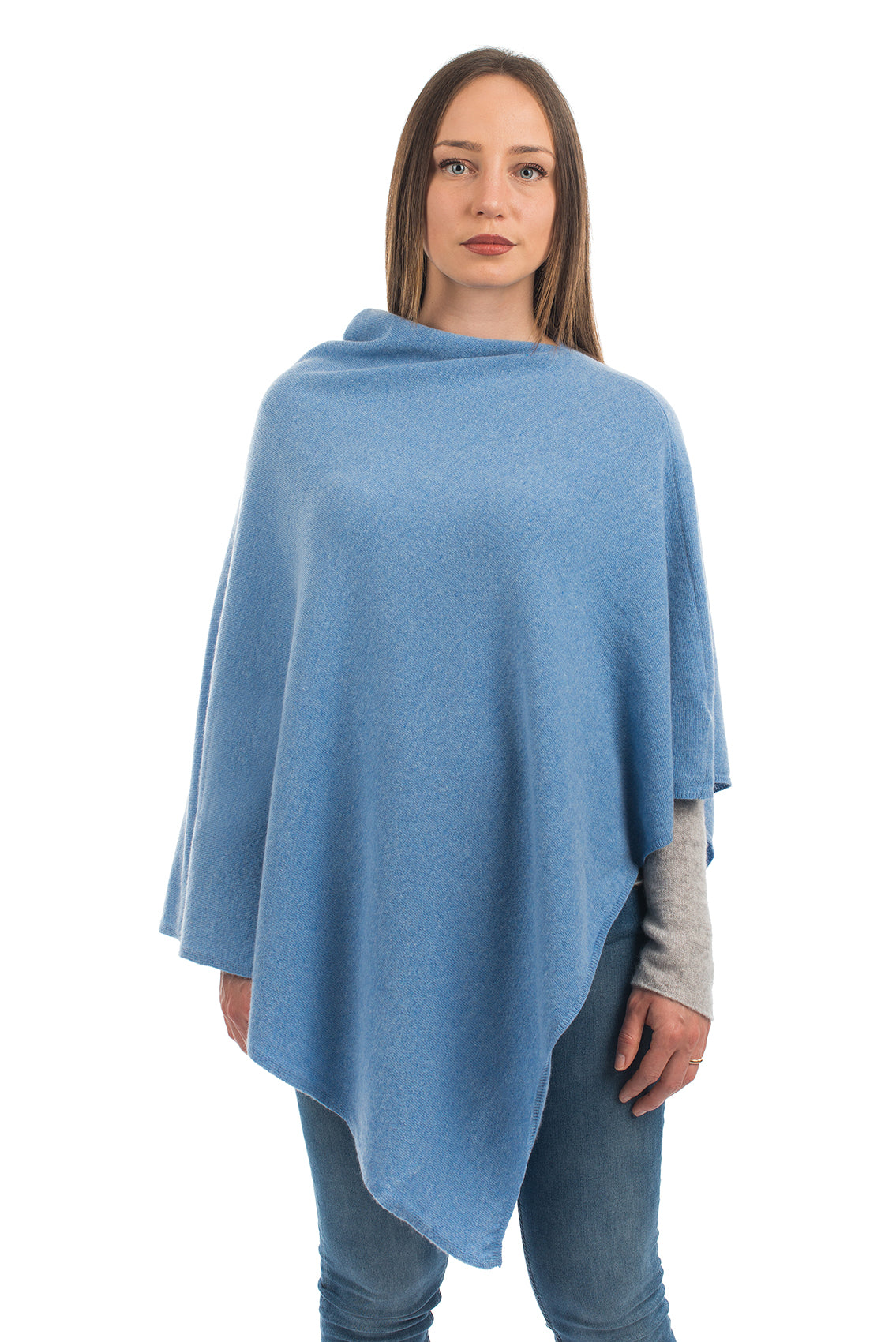 Light Blue Cashmere Blend Poncho