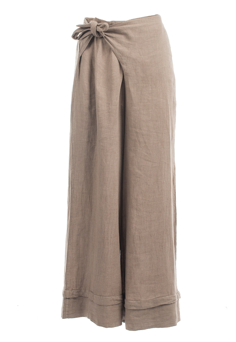 Trousers 100% linen with bow | Dalle Piane Cashmere