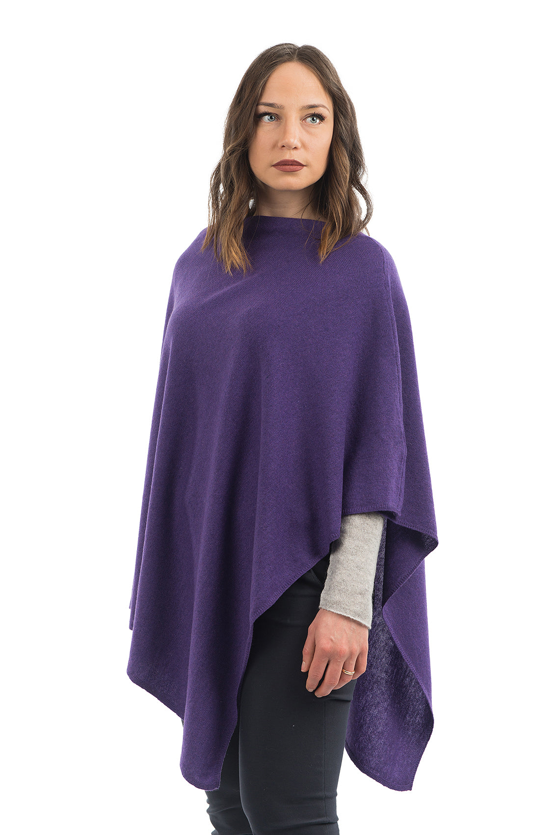 Purple Cashmere Blend Poncho, view 2