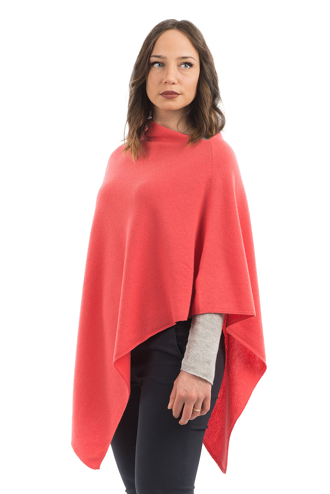 Orange Cashmere Blend Poncho, view 2