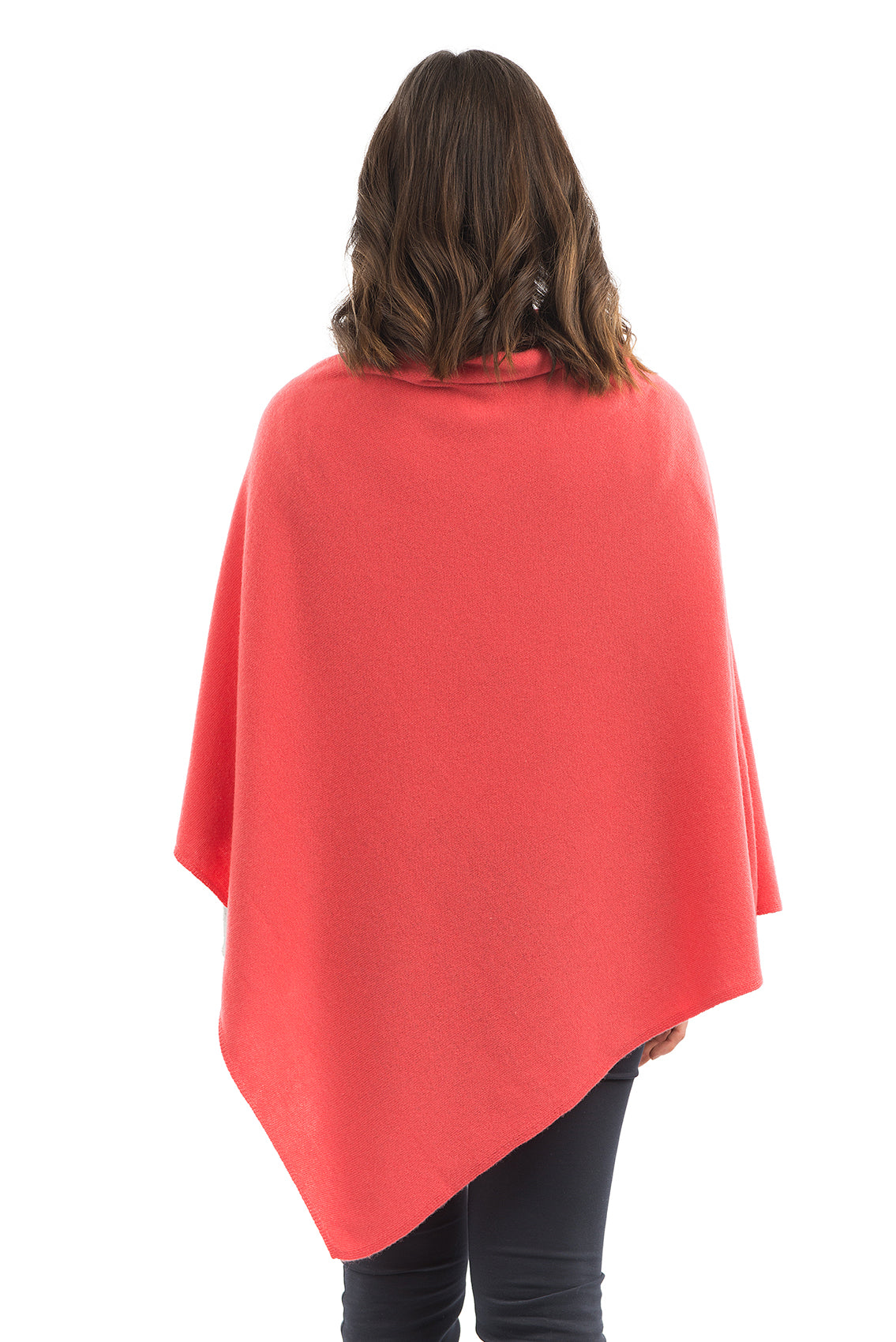 Orange Cashmere Blend Poncho, view 3