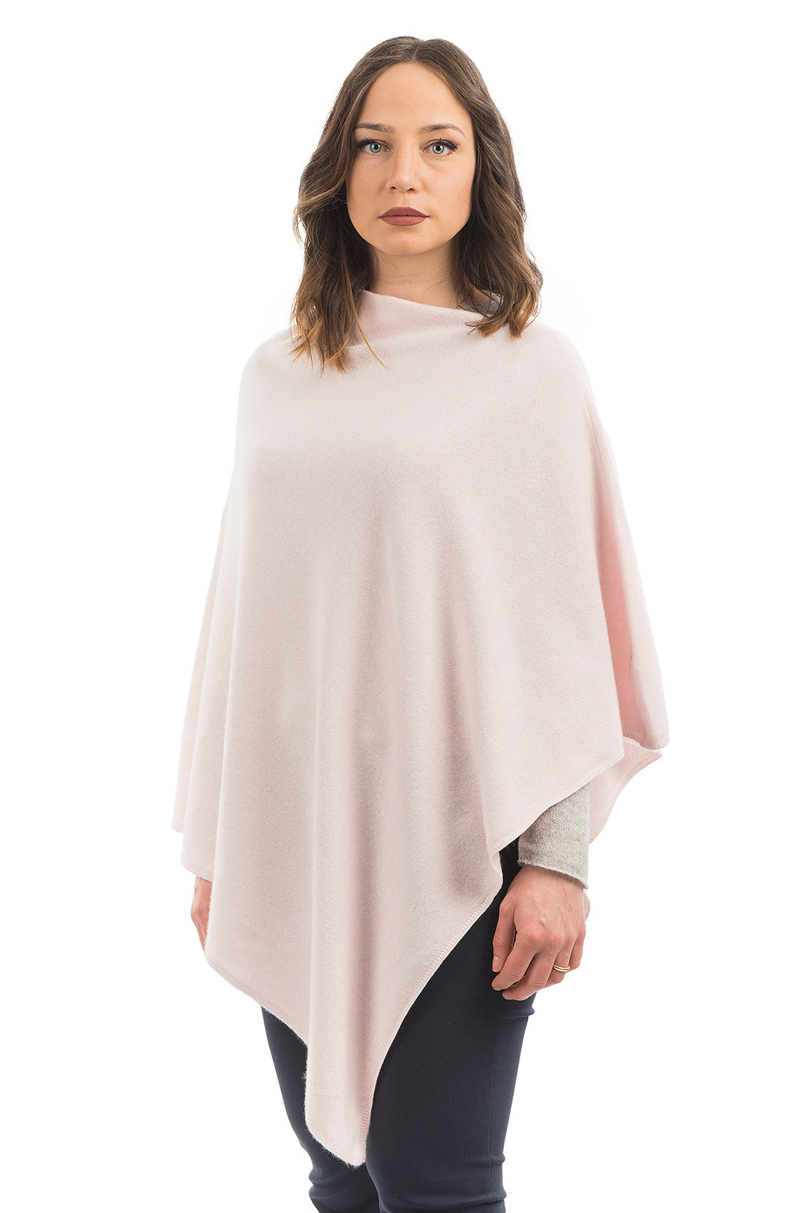 Pink Cashmere Blend Poncho, view 2