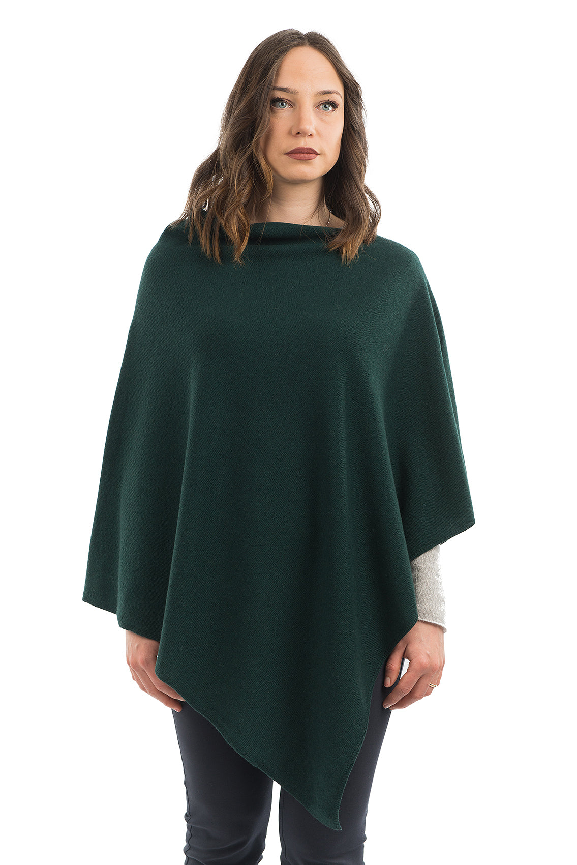 Green Cashmere Blend Poncho