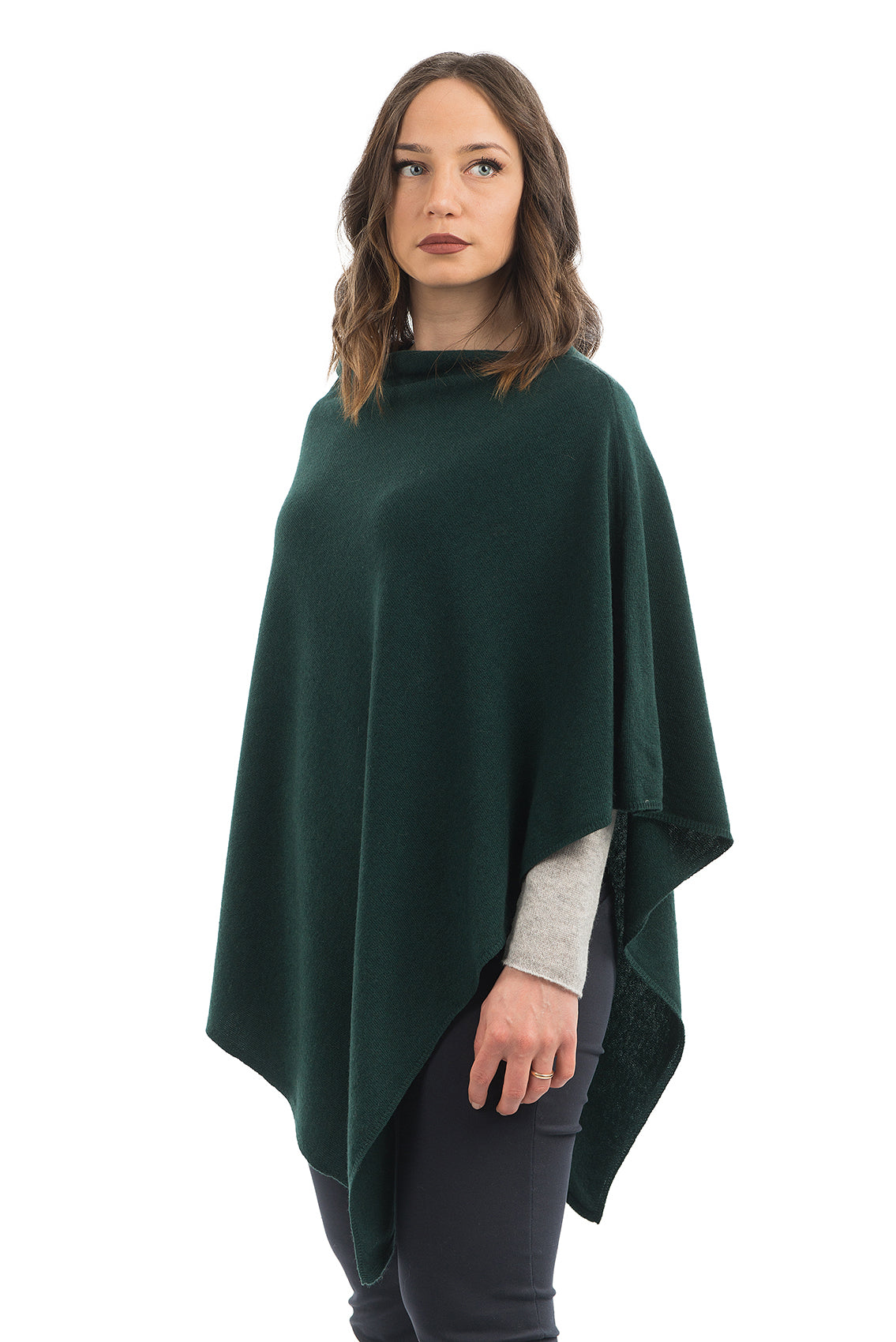 Green Cashmere Blend Poncho, view 3