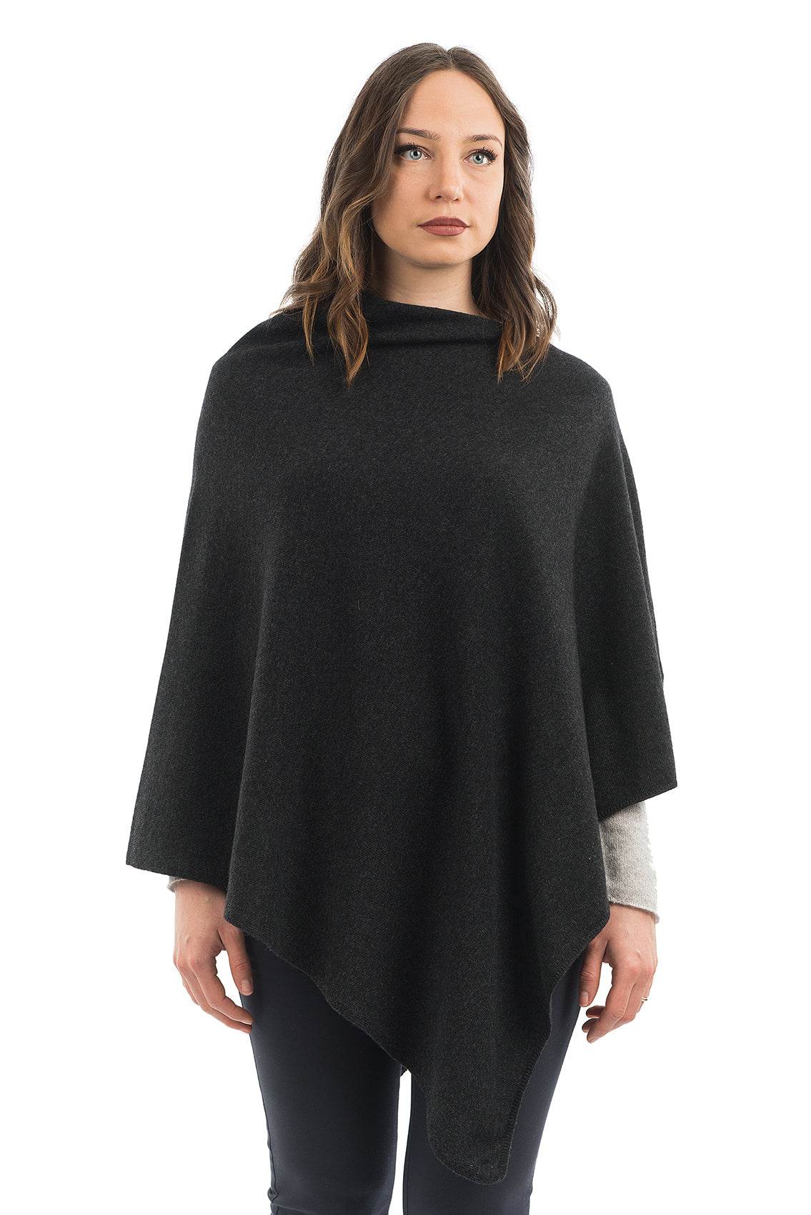 Charcoal Cashmere Blend Poncho