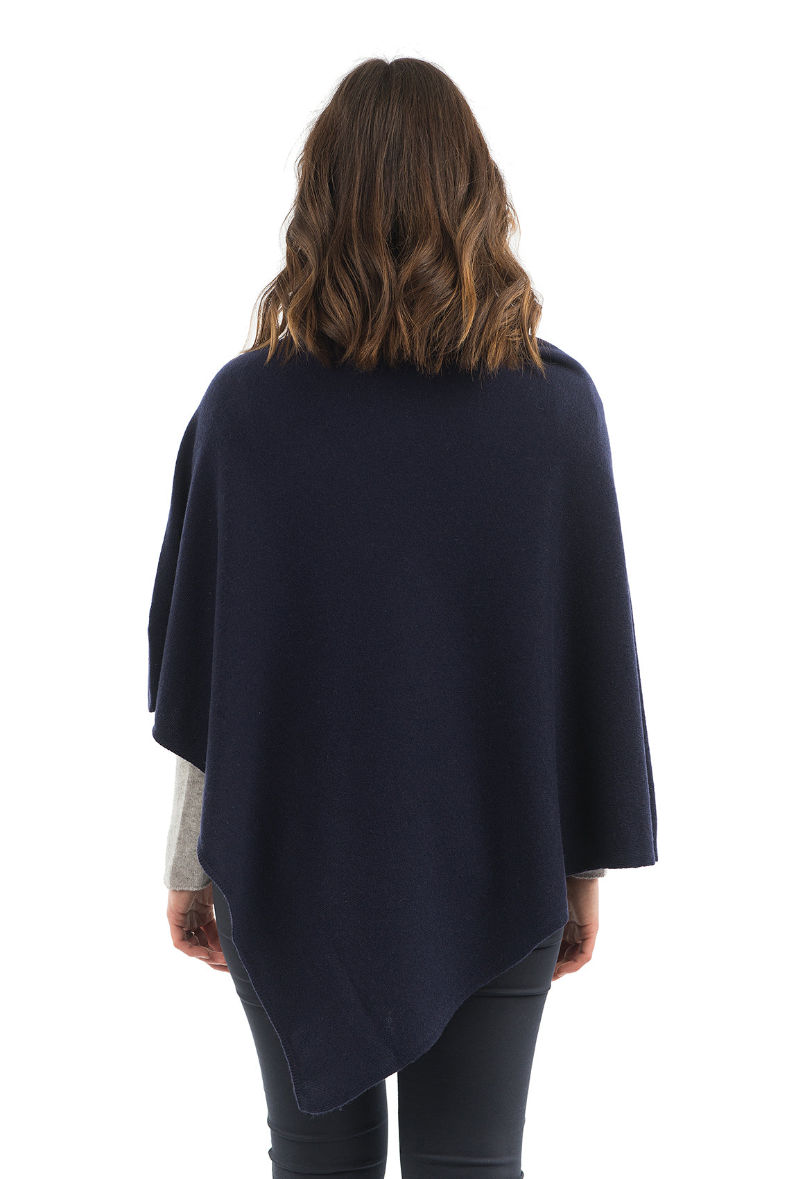 Blue Cashmere Blend Poncho, view 3