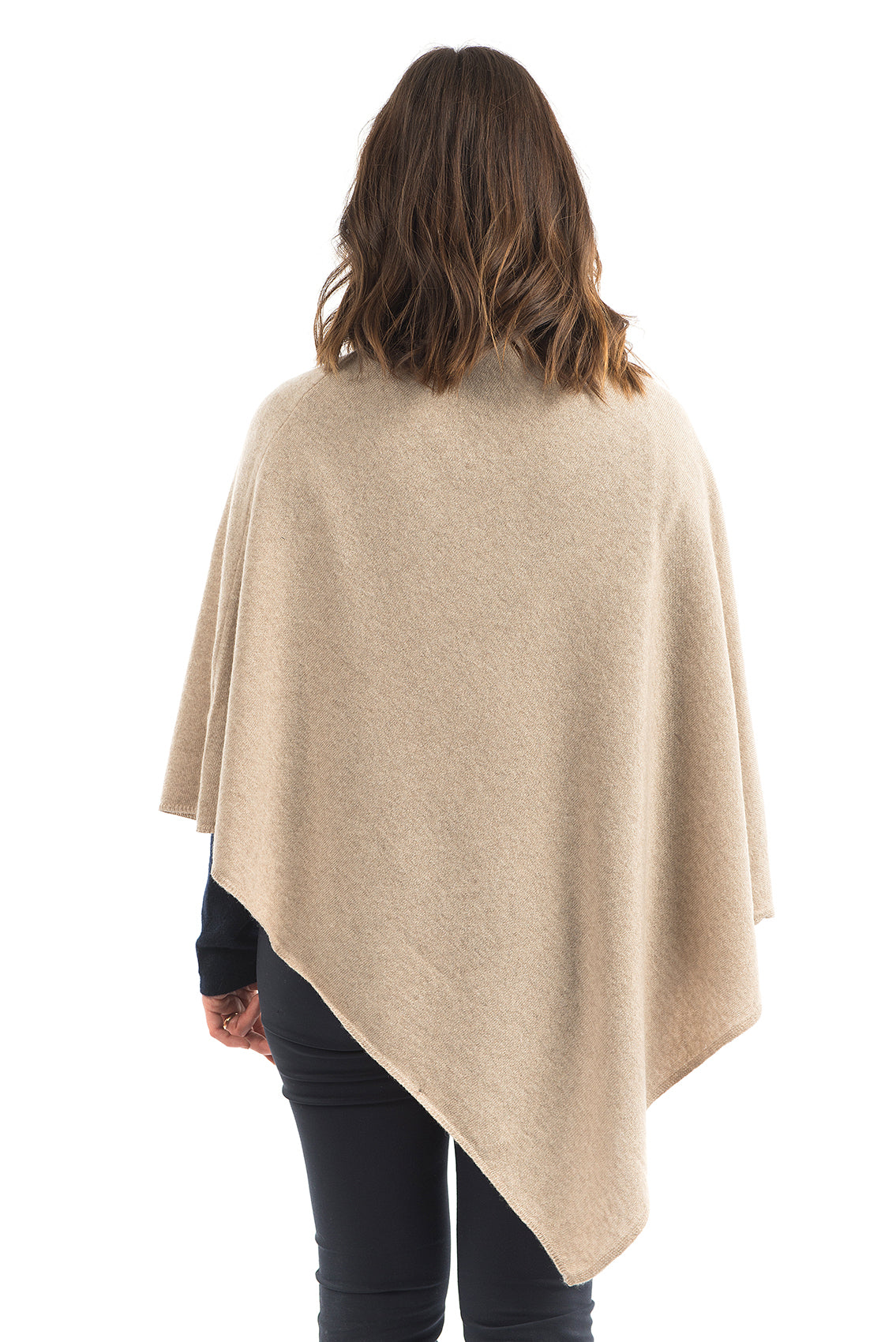 Beige Cashmere Blend Poncho, view 3