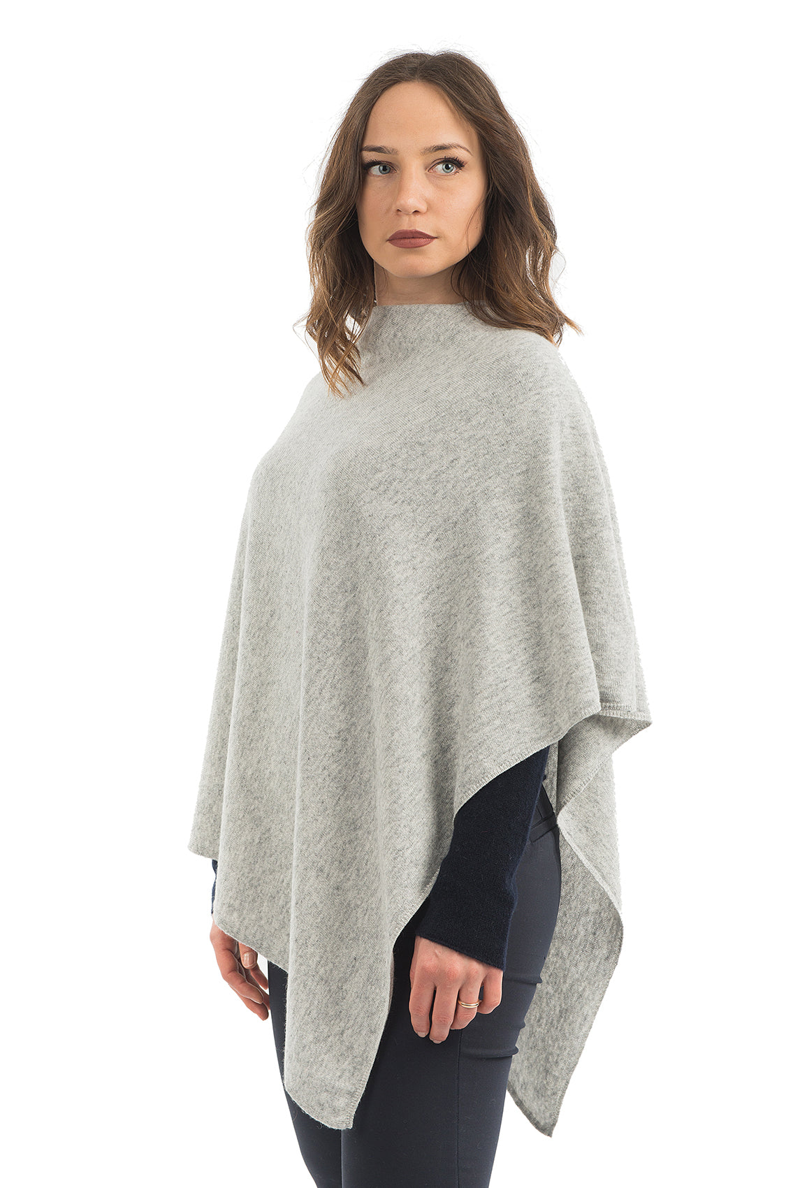 Gray Cashmere Blend Poncho, view 2