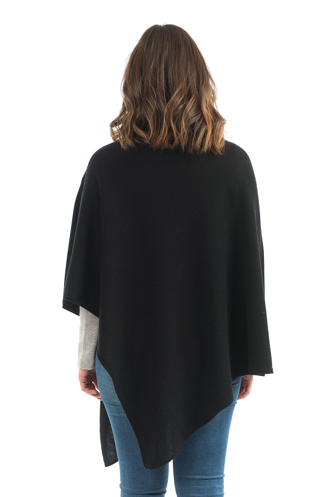 Black Cashmere Blend Poncho, view 3