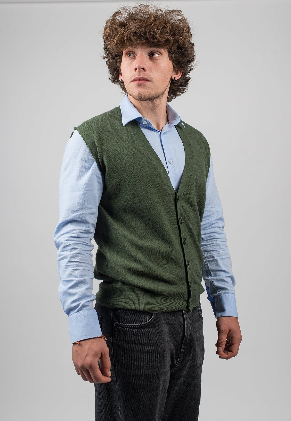 Olive Men's Cashmere Blend Sweater Vest, view 2