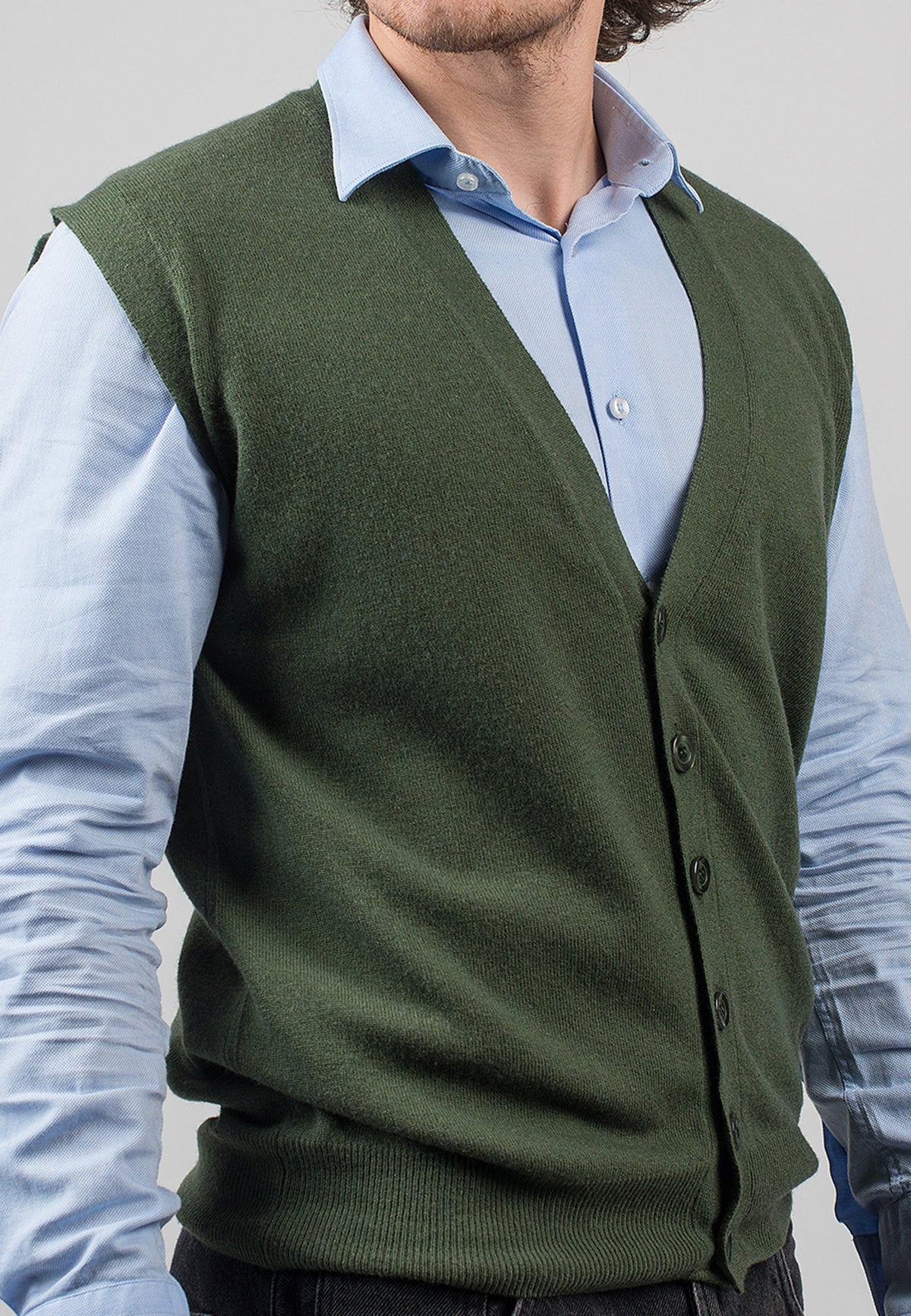 Olive Men's Cashmere Blend Sweater Vest, view 3