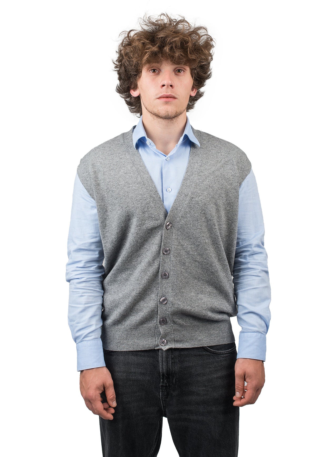 Gray Men's Cashmere Blend Sweater Vest