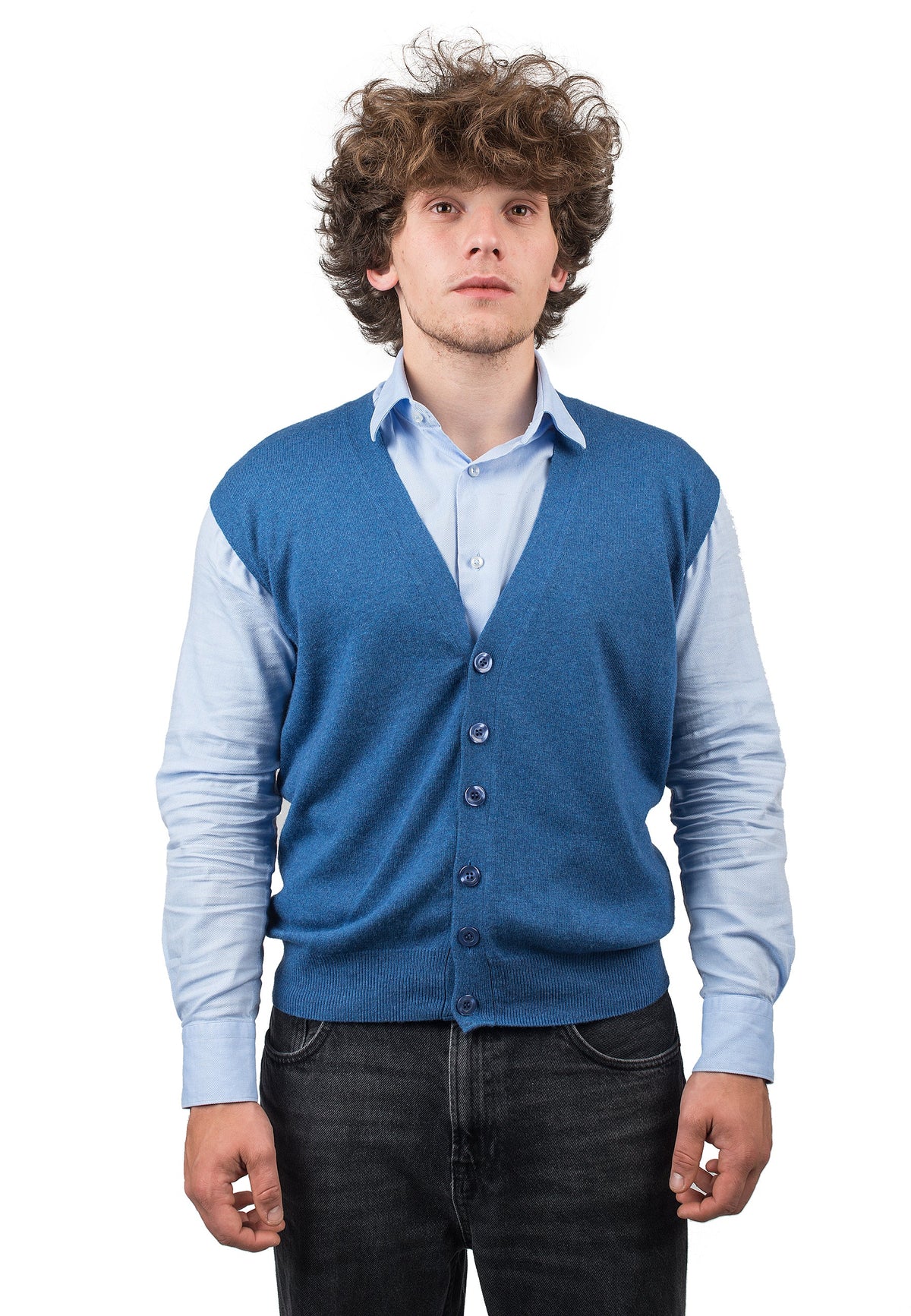 Royal Blue Men's Cashmere Blend Sweater Vest