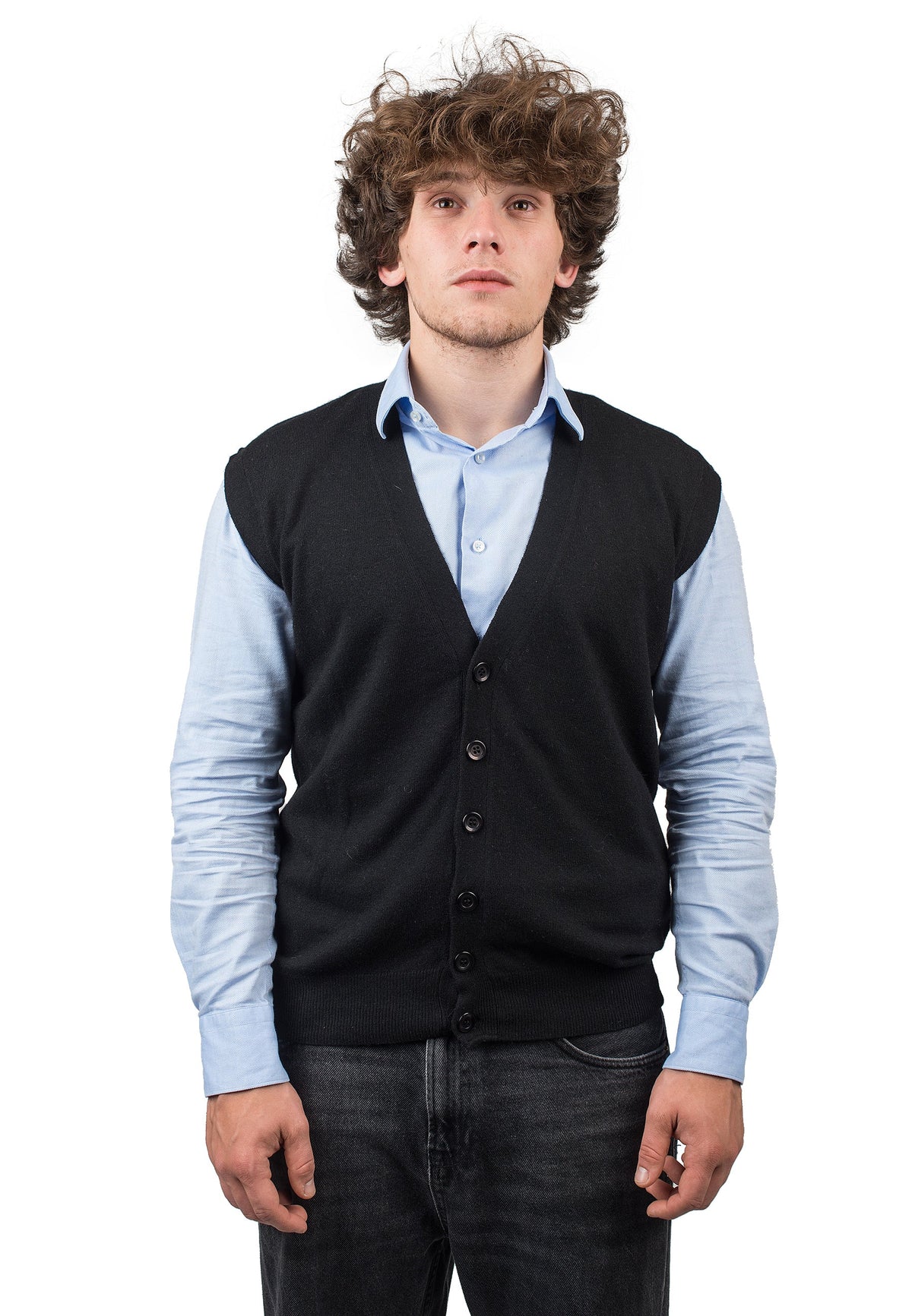 Black Men's Cashmere Blend Sweater Vest