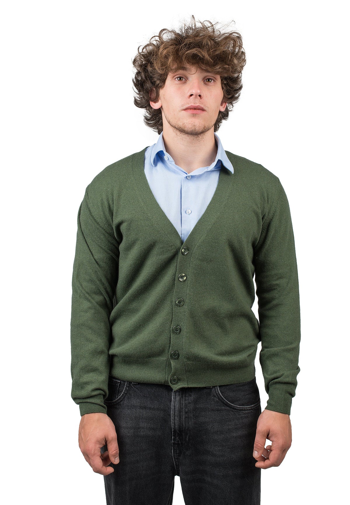 Olive Men's Cashmere Blend Cardigan