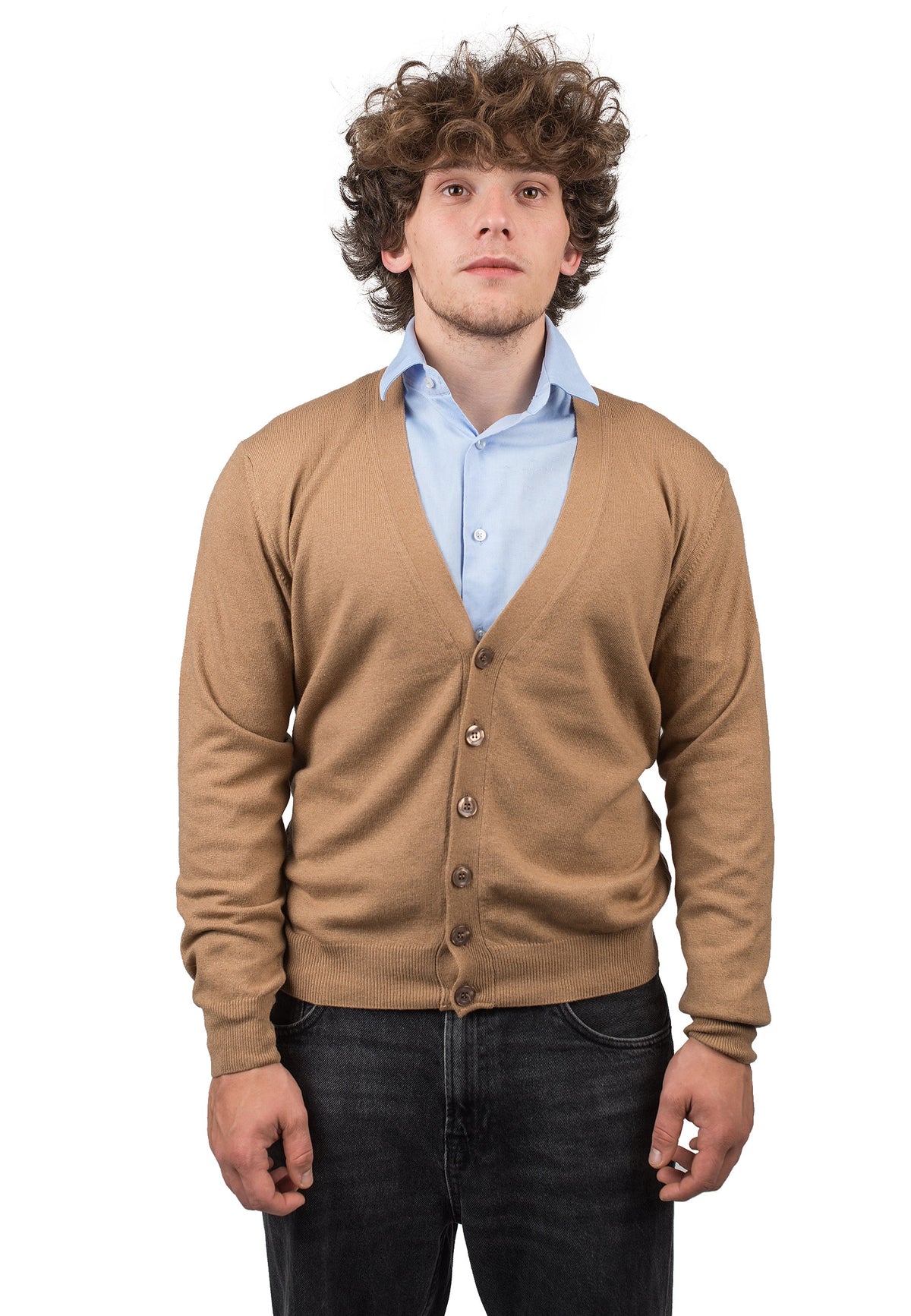 Camel Men's Cashmere Blend Cardigan