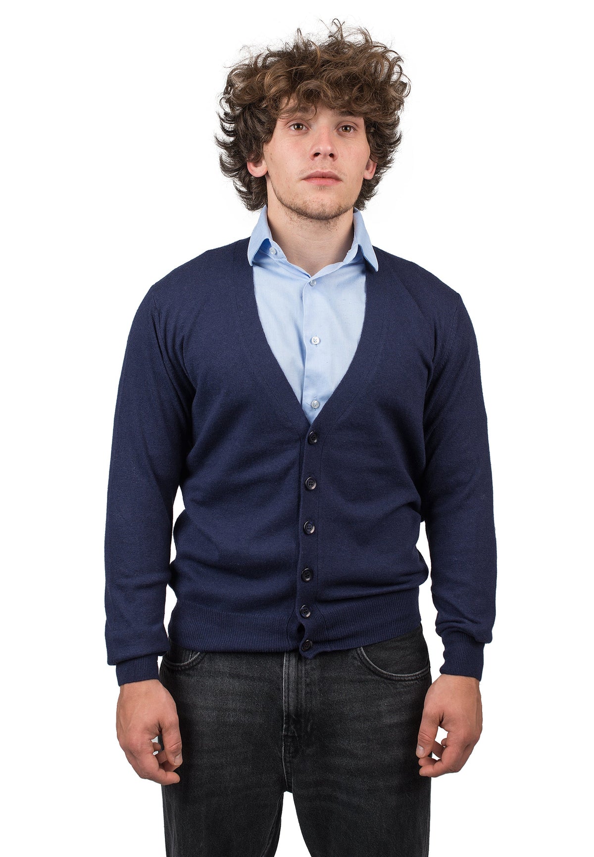 Blue Men's Cashmere Blend Cardigan