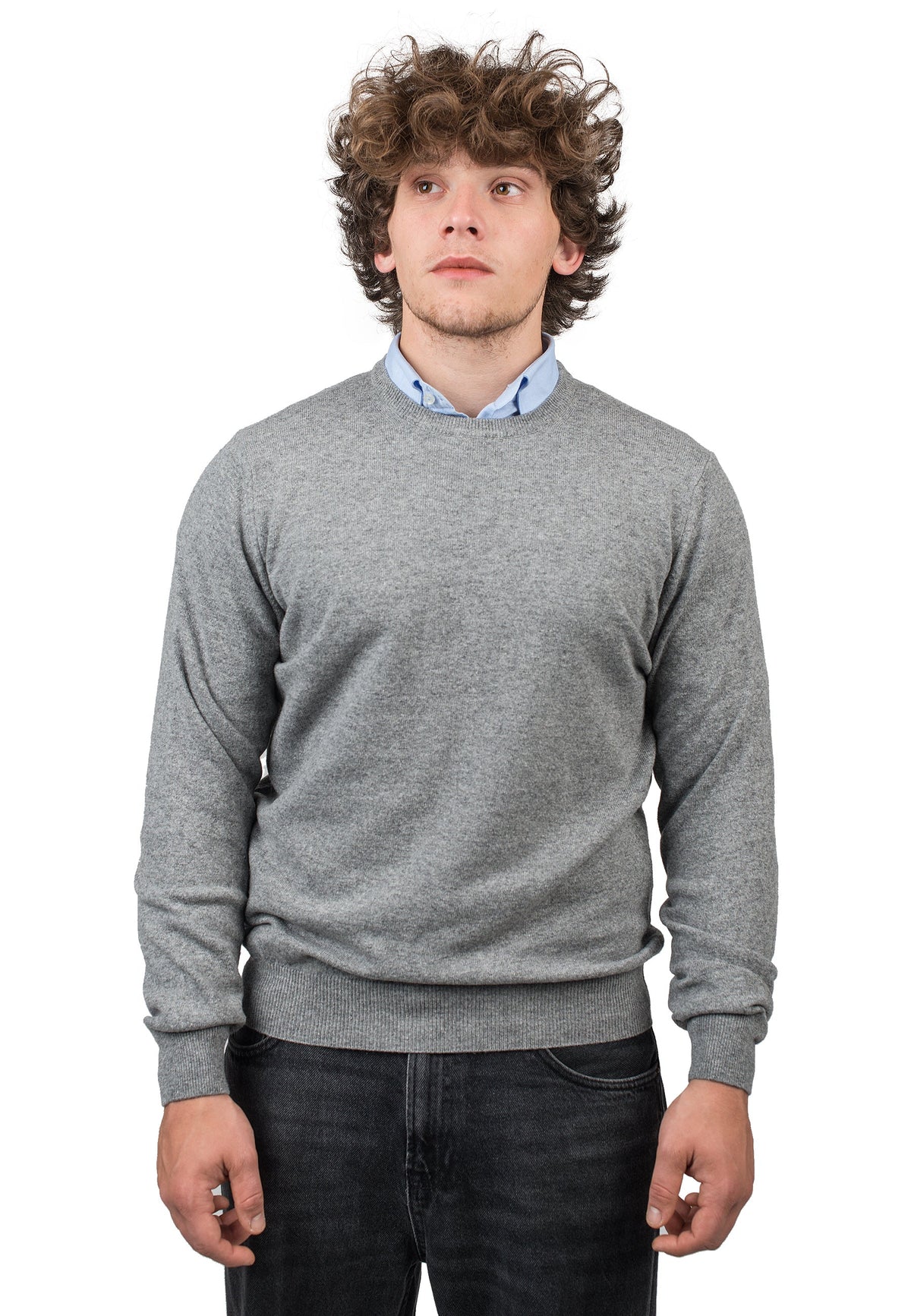 Gray Men's Cashmere Blend Crewneck