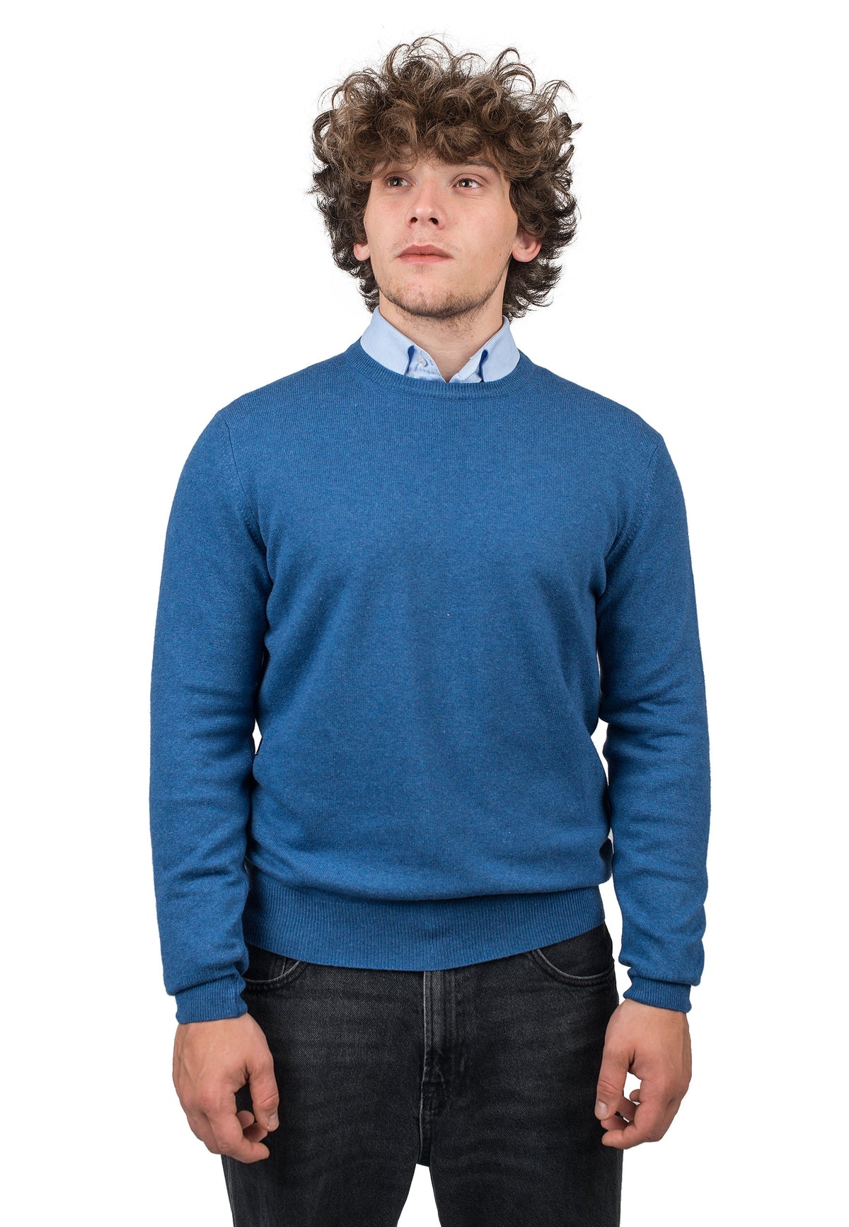 Royal Blue Men's Cashmere Blend Crewneck
