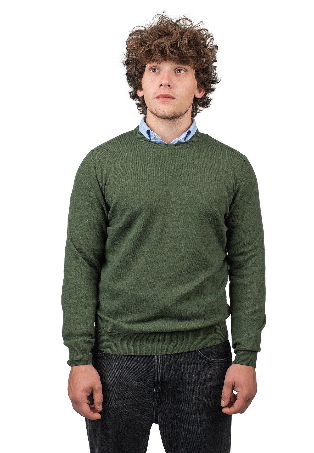 Olive Men's Cashmere Blend Crewneck