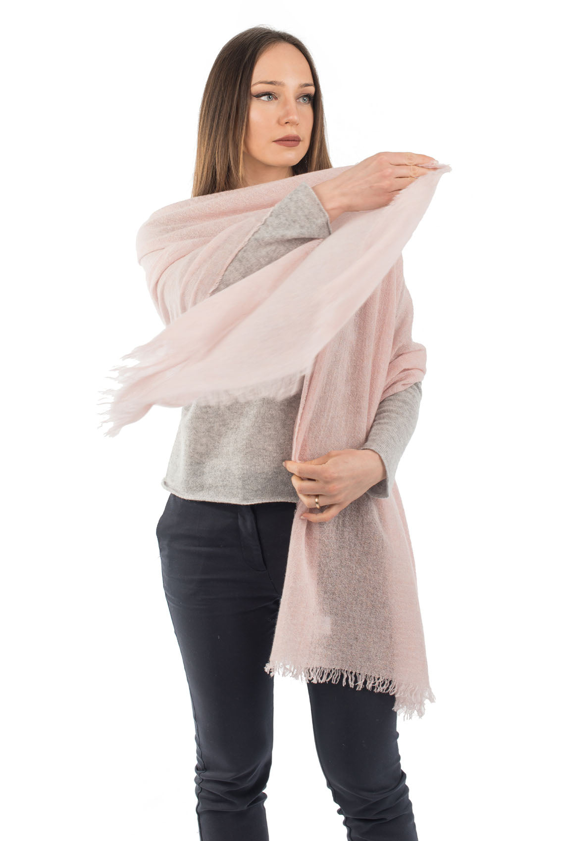 Pink Women's 100% Cashmere Pashmina, view 4