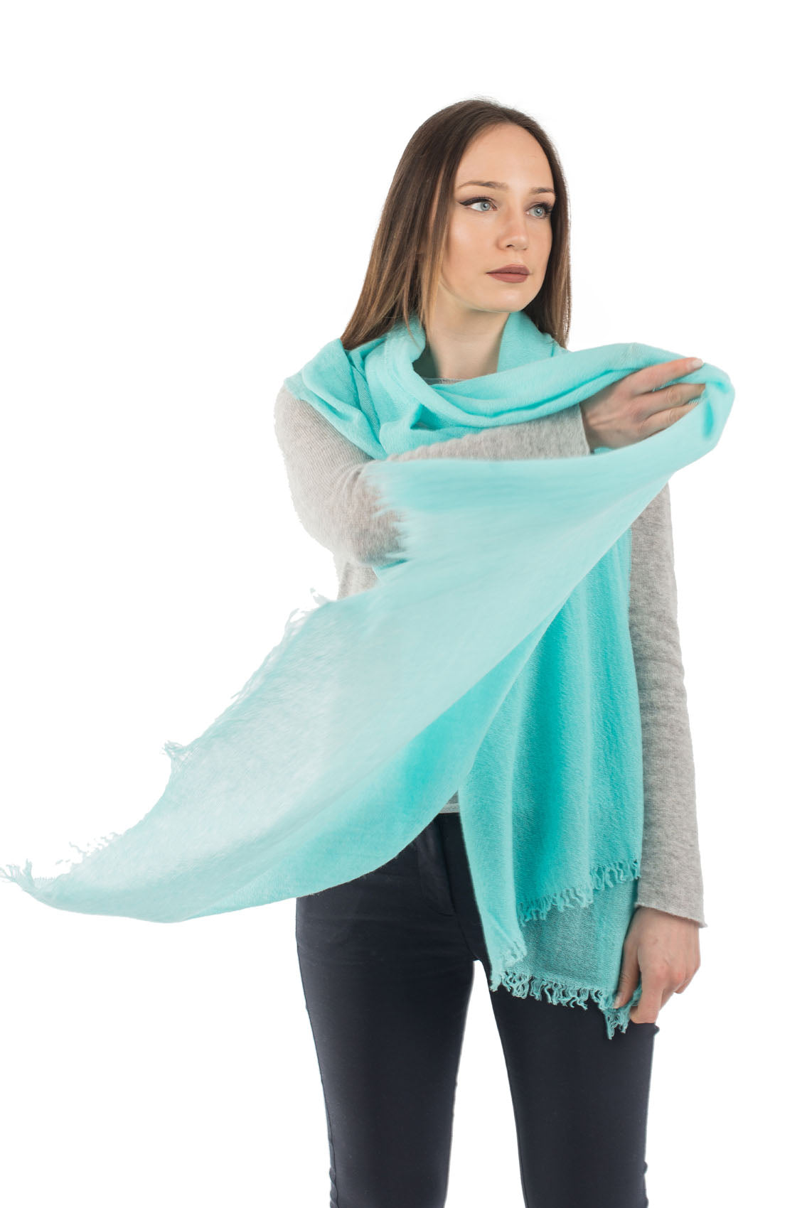 Aquamarine Women's 100% Cashmere Pashmina, view 4