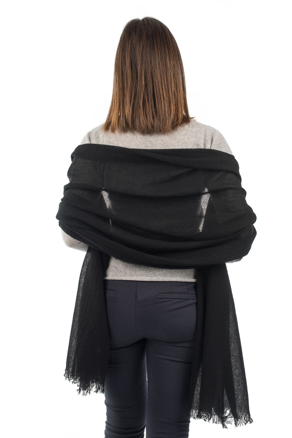 Black Women's 100% Cashmere Pashmina, view 4