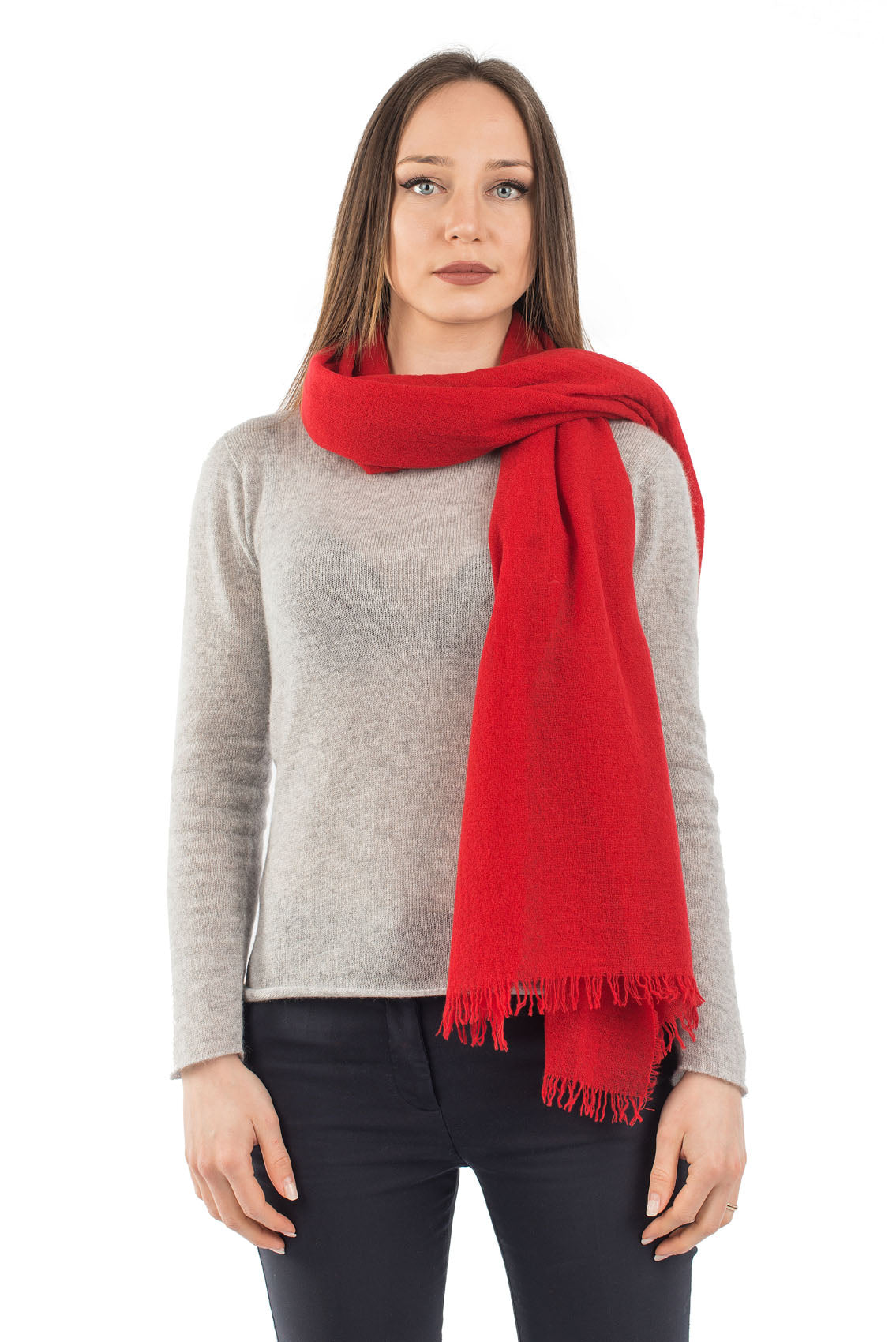 Red Women's 100% Cashmere Pashmina, view 3