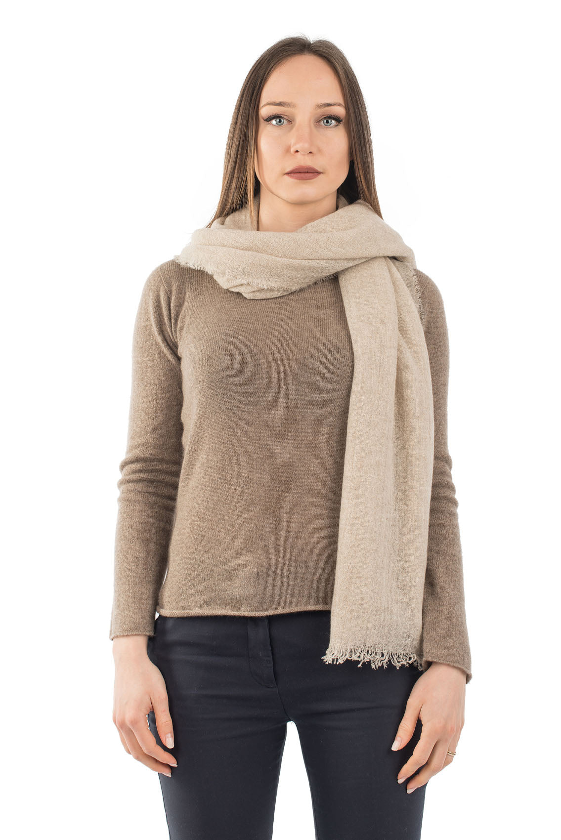 Beige Women's 100% Cashmere Pashmina, view 3