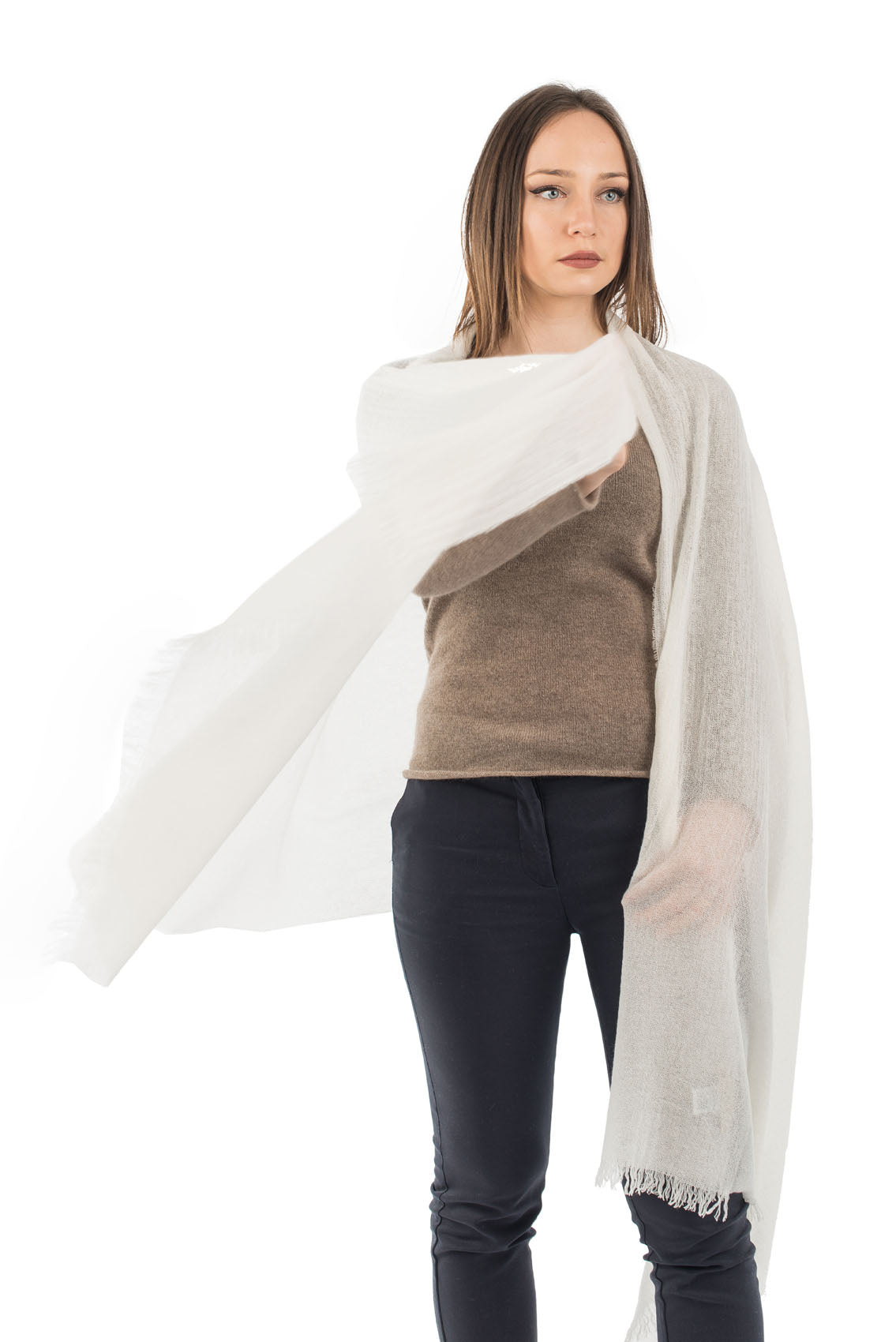 Cream Women's 100% Cashmere Pashmina, view 2