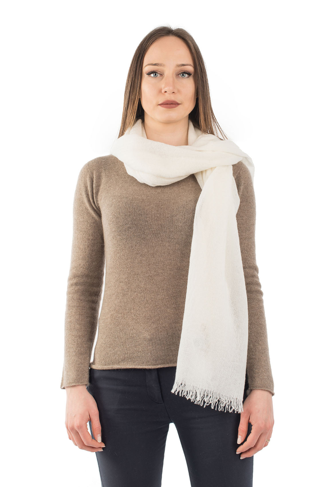 Cream Women's 100% Cashmere Pashmina, view 3