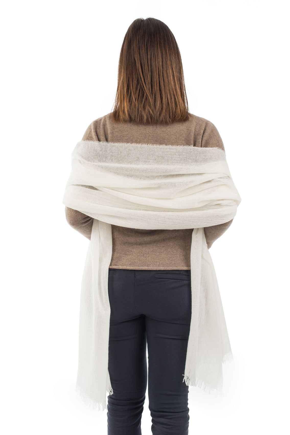 Cream Women's 100% Cashmere Pashmina, view 4
