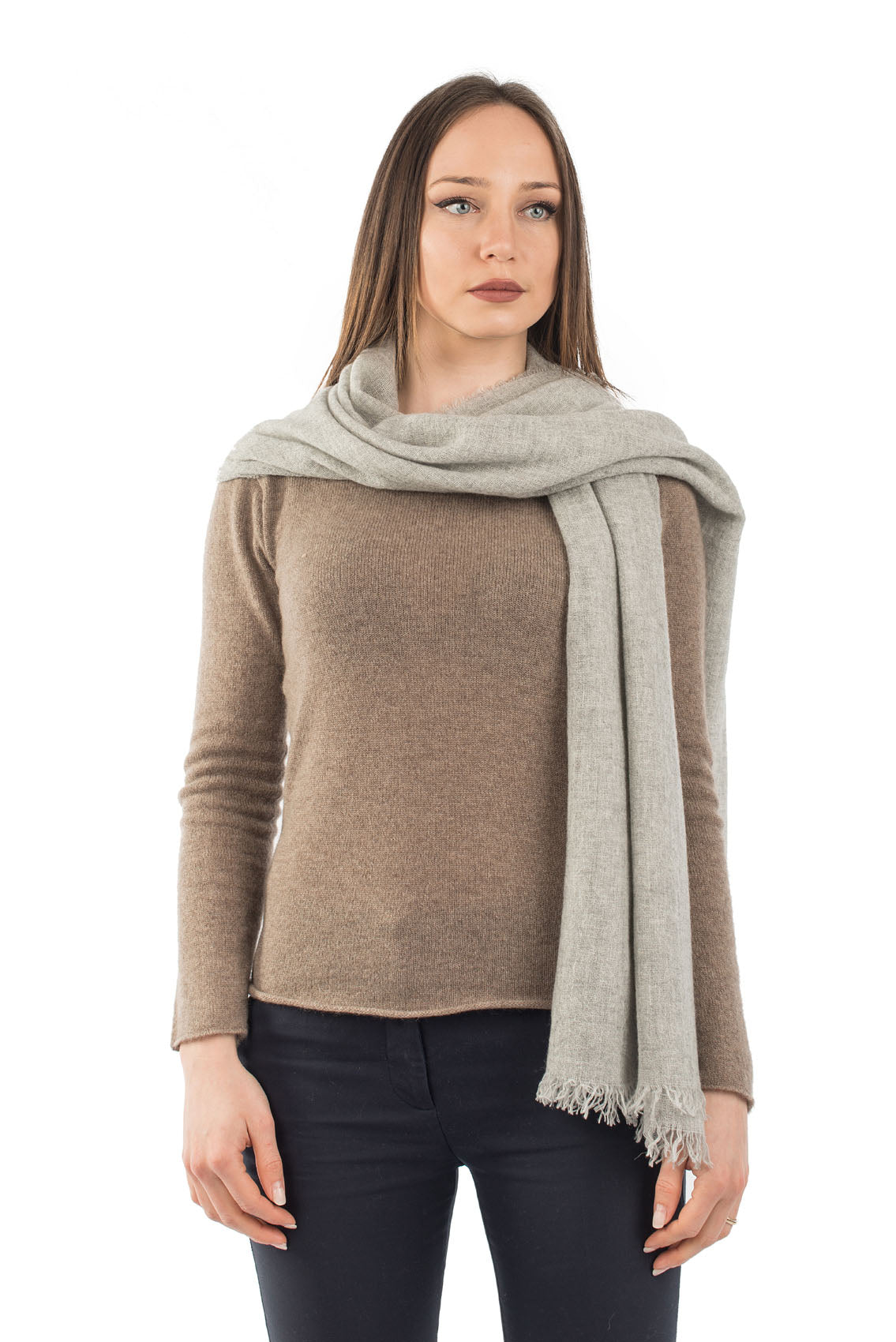Gray Women's 100% Cashmere Pashmina, view 3