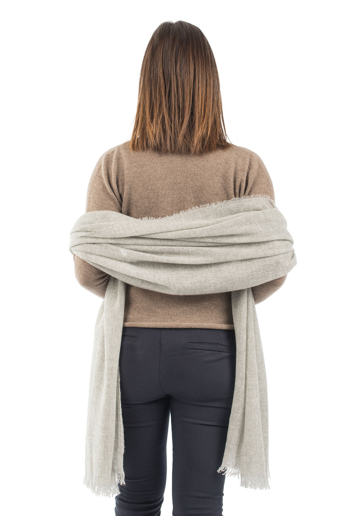 Gray Women's 100% Cashmere Pashmina, view 4