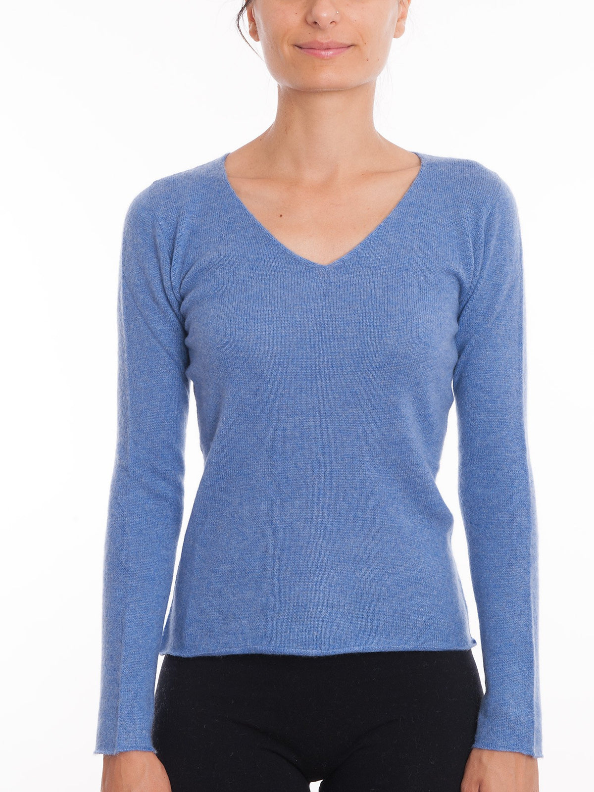 Cream Women's 100% Cashmere V-Neck, view 3