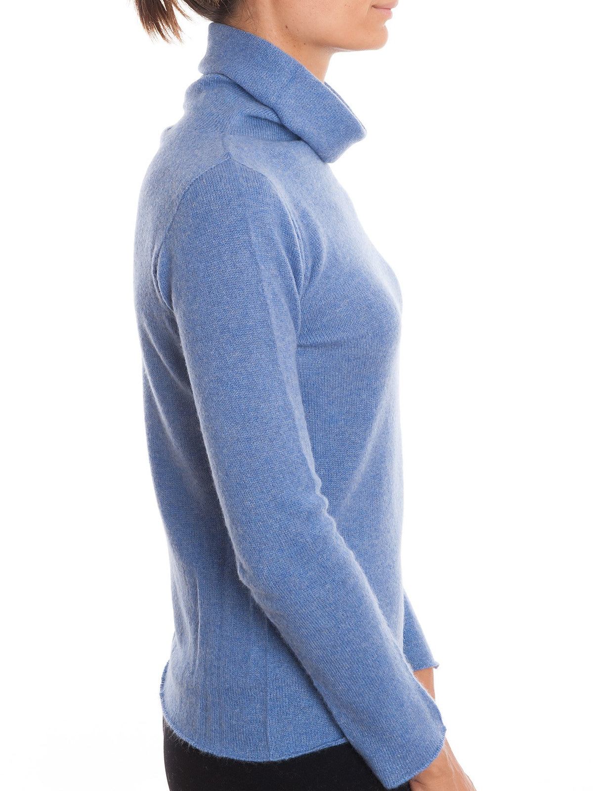 Light Blue Women's 100% Cashmere Turtleneck, view 3