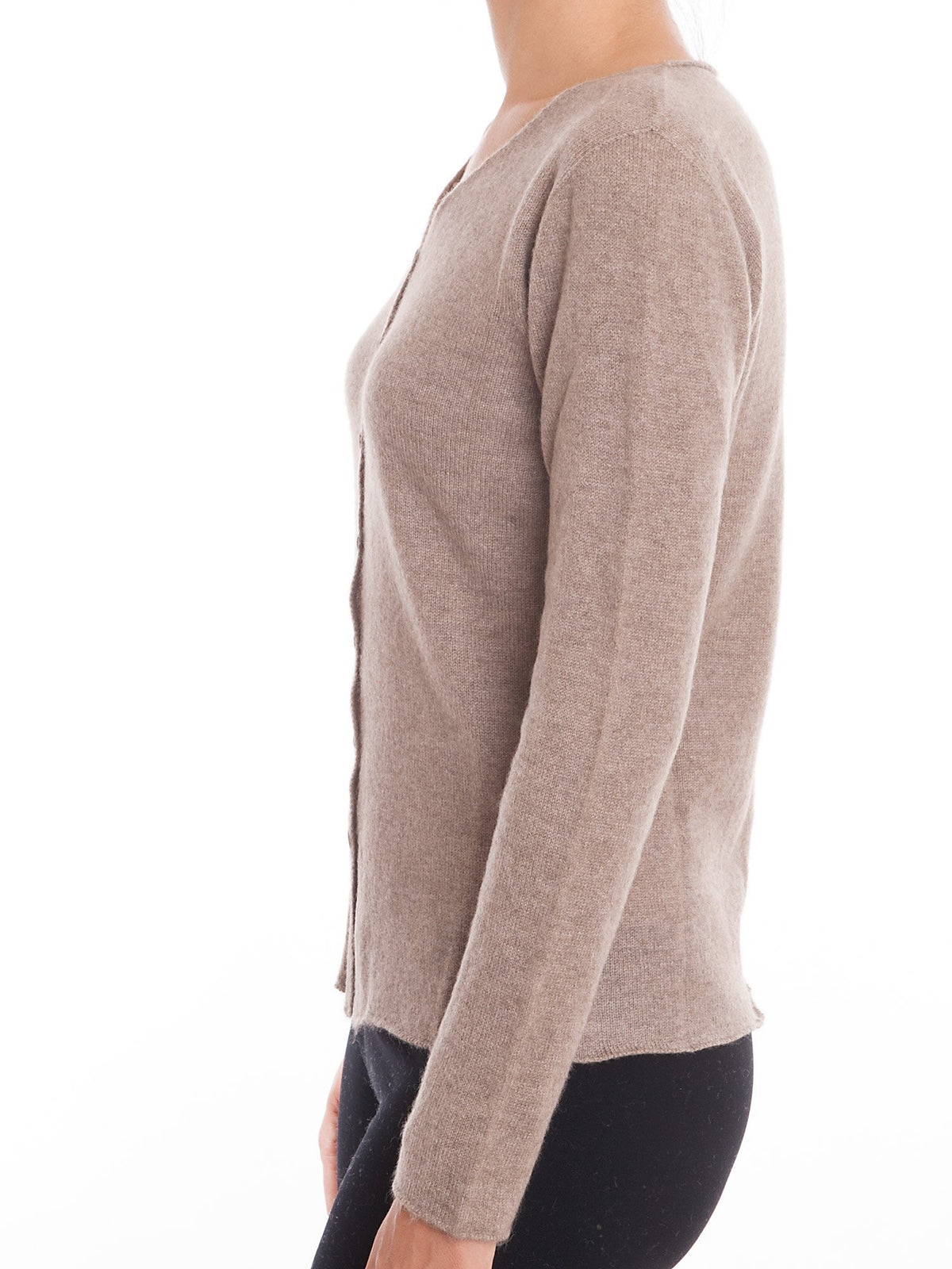 Mink Women's 100% Cashmere V-Neck Cardigan, view 3