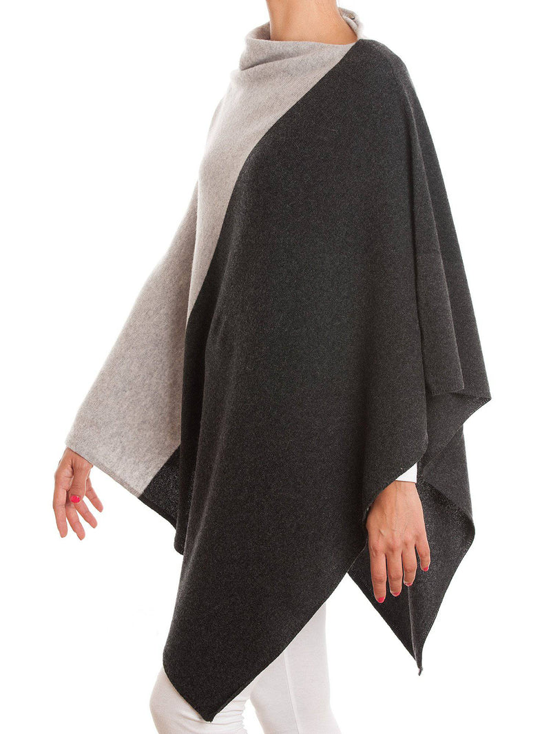 Bicolor Poncho 100% Cashmere | Dalle Piane Cashmere